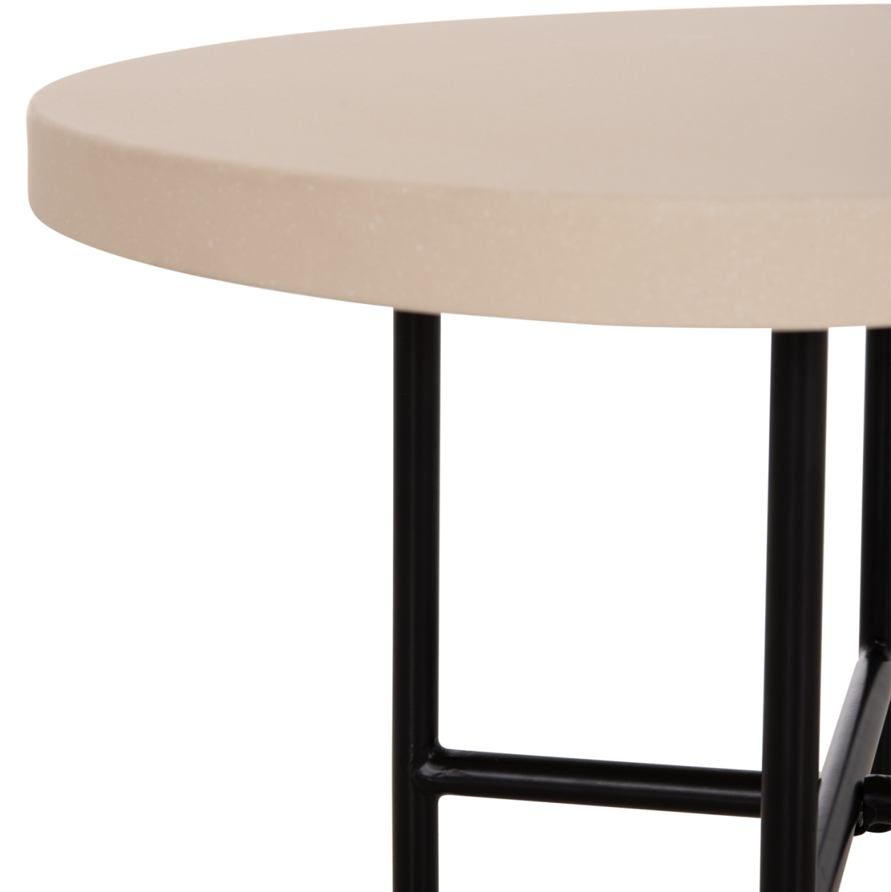 SET 2PCS COFFEE TABLES IFFANS HM10733.02 FIBER CEMENT IN BEIGE--BLACK METALLIC LEGS [8]
