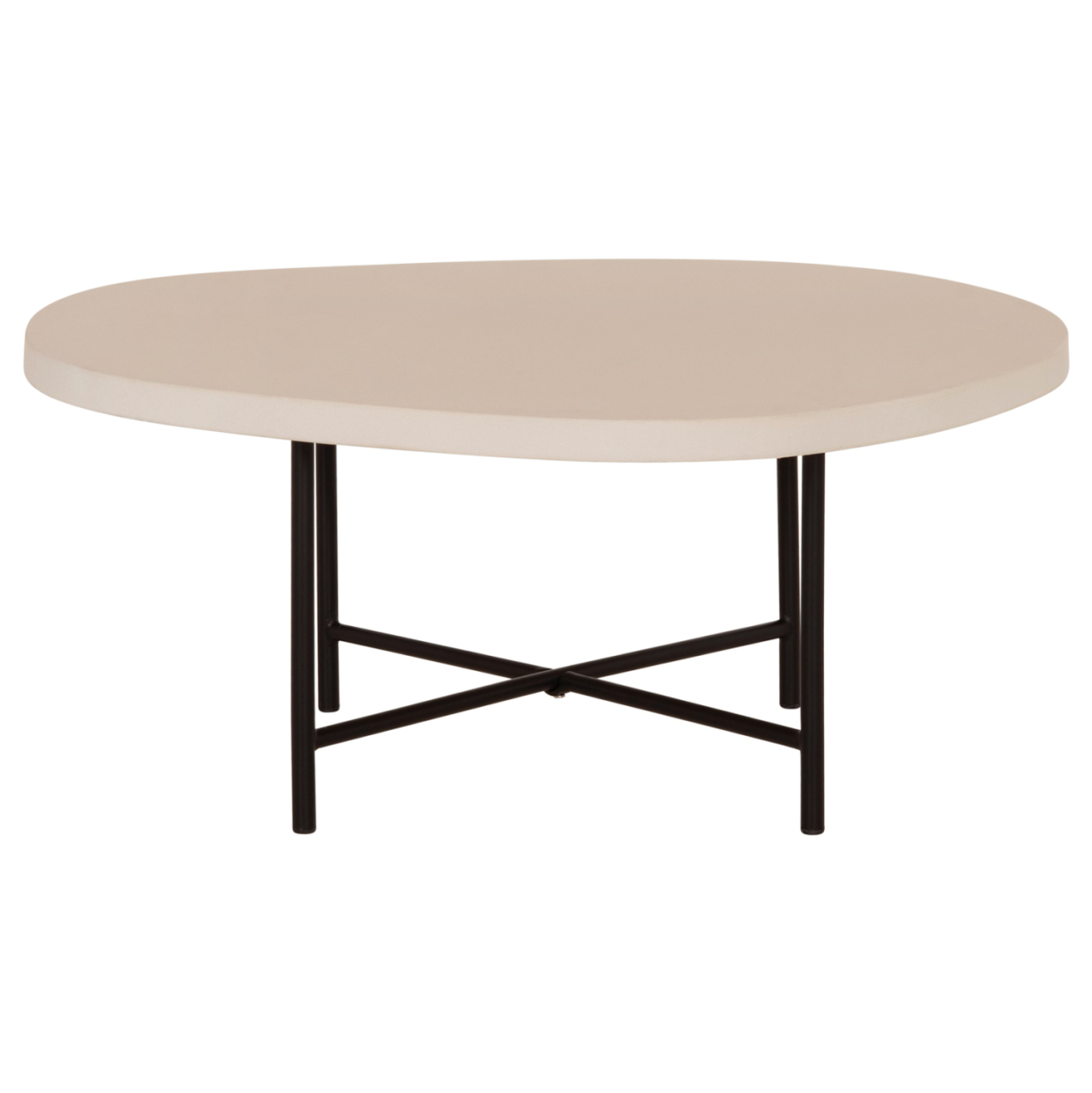 SET 2PCS COFFEE TABLES IFFANS HM10733.02 FIBER CEMENT IN BEIGE--BLACK METALLIC LEGS [4]