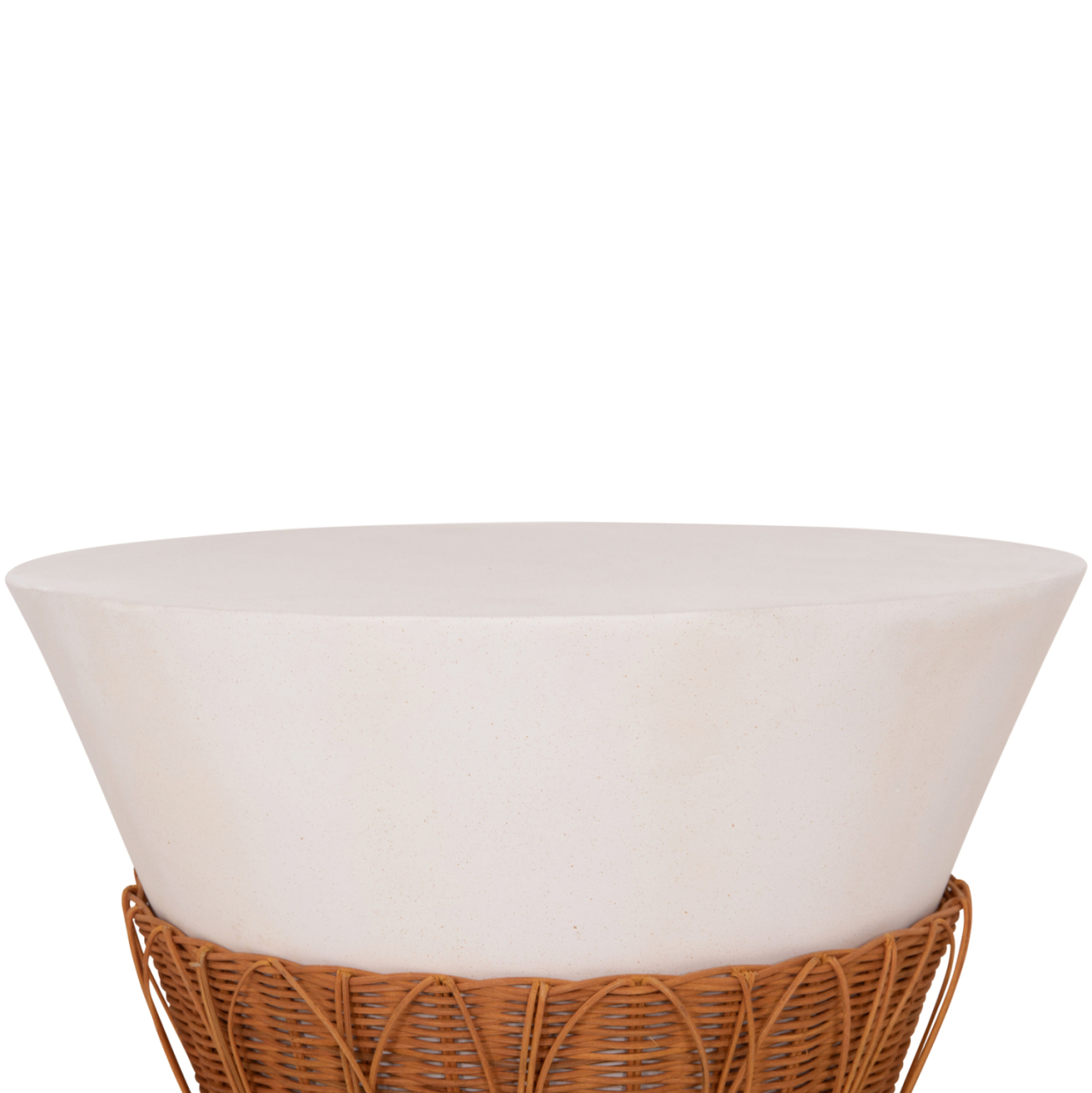 SET 2PCS COFFEE TABLES PERRAL HM21138.02 FIBER CEMENT IN WHITE--NATURAL RATTAN DECOR [5]