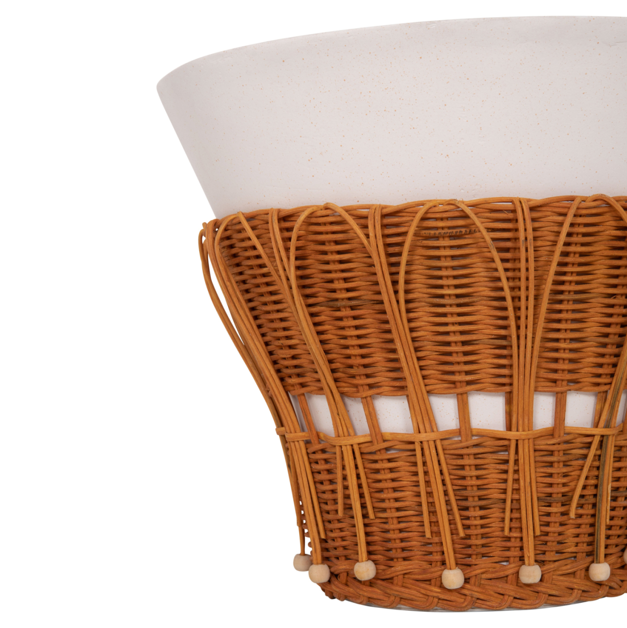 SET 2PCS COFFEE TABLES PERRAL HM21138.02 FIBER CEMENT IN WHITE--NATURAL RATTAN DECOR [6]