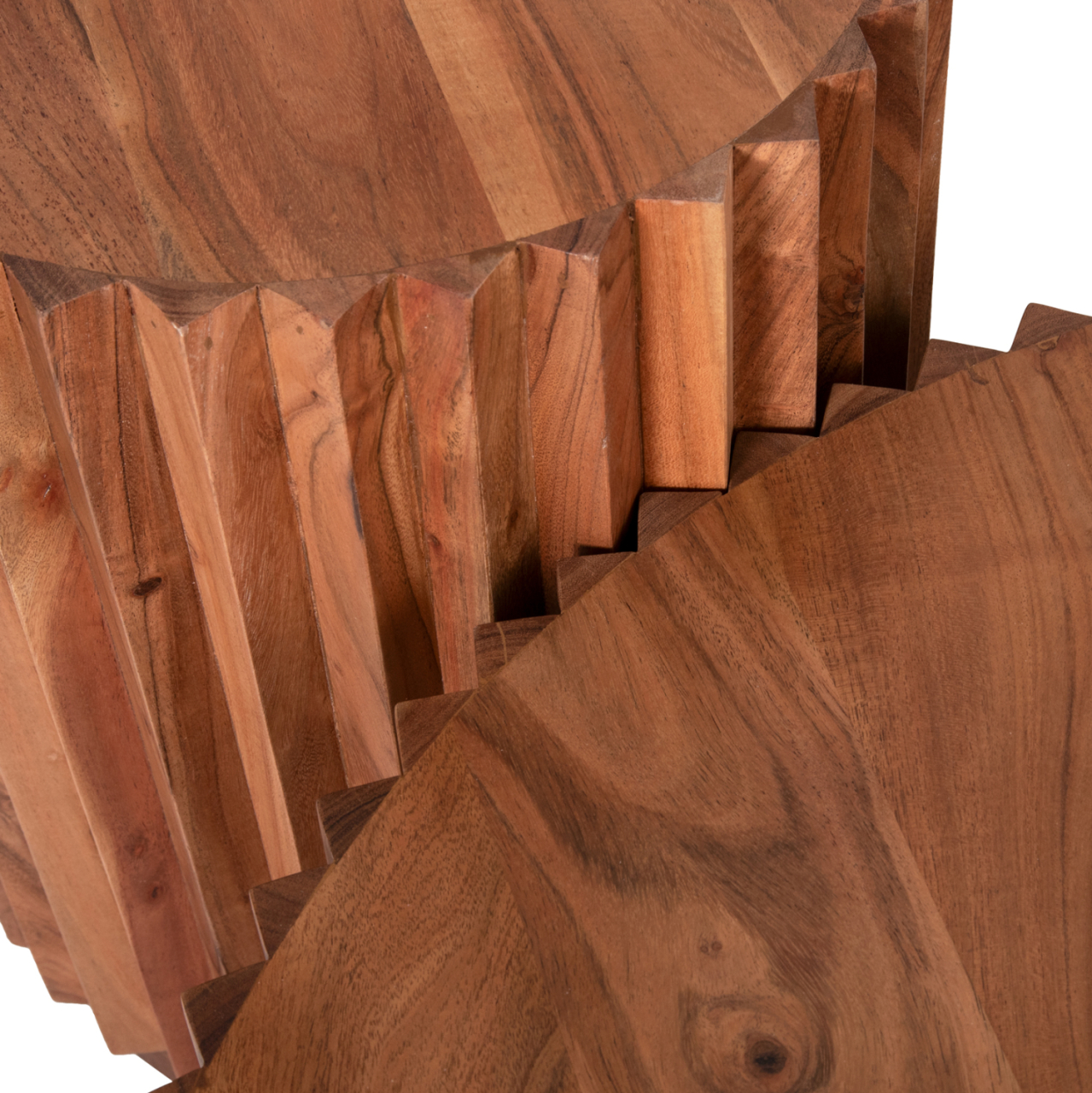 SET 2PCS COFFEE TABLES ROUND SEDGE HM11944 SOLID ACACIA WOOD IN NATURAL Φ90 and Φ40cm. [7]