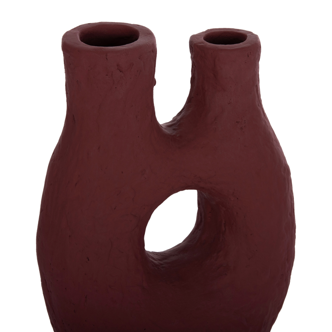 SET 2PCS DECORATIVE TABLE VASES NAMENTIS HM21143.02 TERRACOTA IN WHITE and MAROON RED [7]