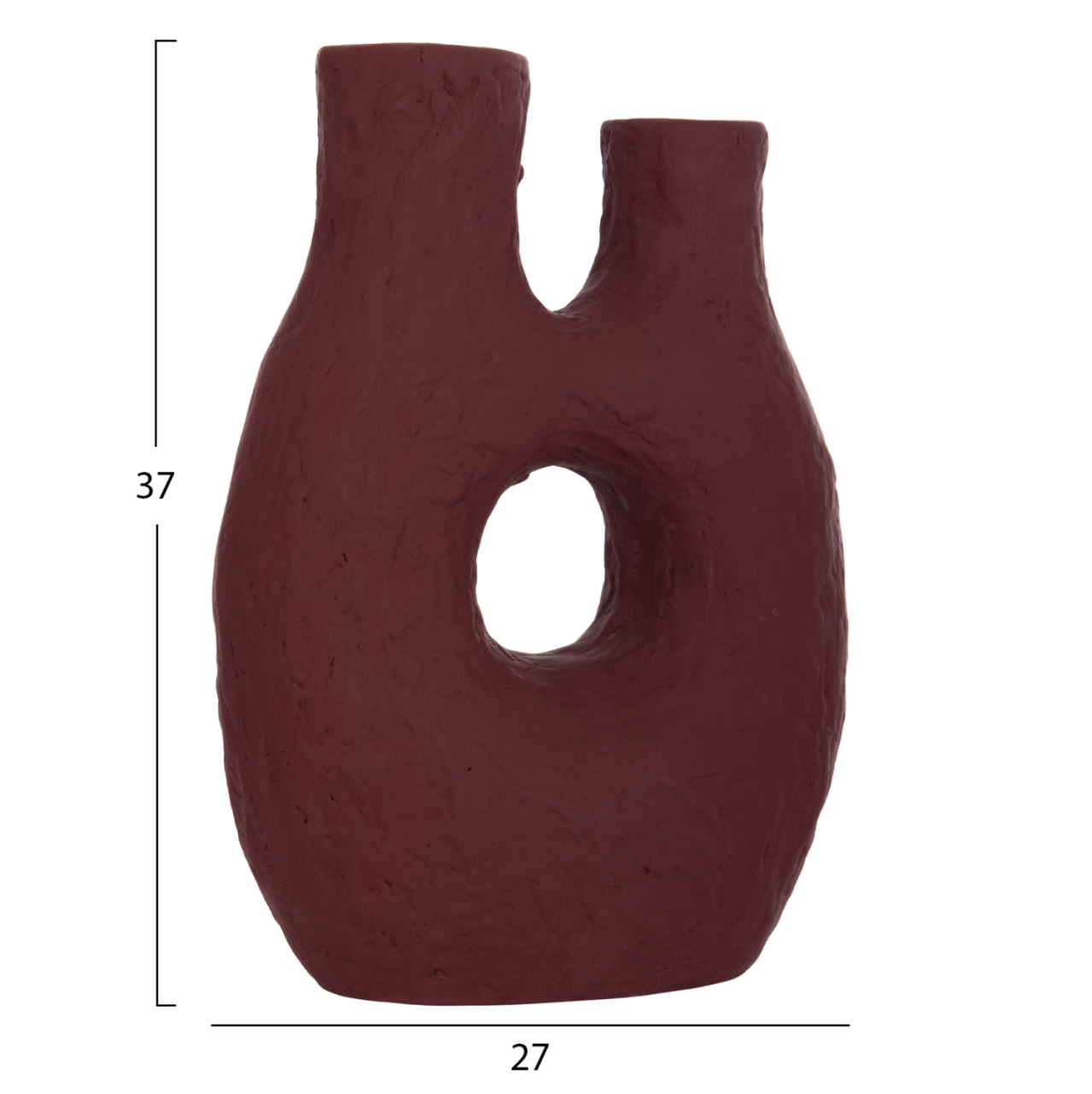 SET 2PCS DECORATIVE TABLE VASES NAMENTIS HM21143.02 TERRACOTA IN WHITE and MAROON RED [2]