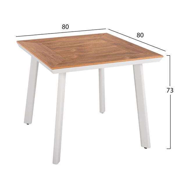 Set 3 Pieces with Table 80x80x73 and Armchairs Aluminum in White Color HM10537.01 [2]