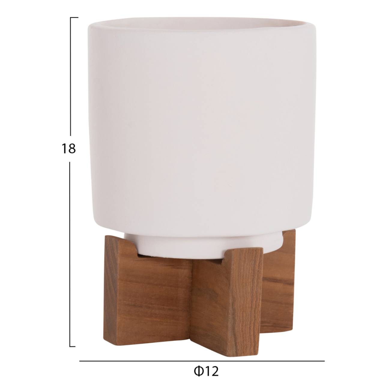 SET 3 POTS/VASES WITH TEAK BASES TANTI HM4685 FIBER CEMENT IN 3 COLORS [4]