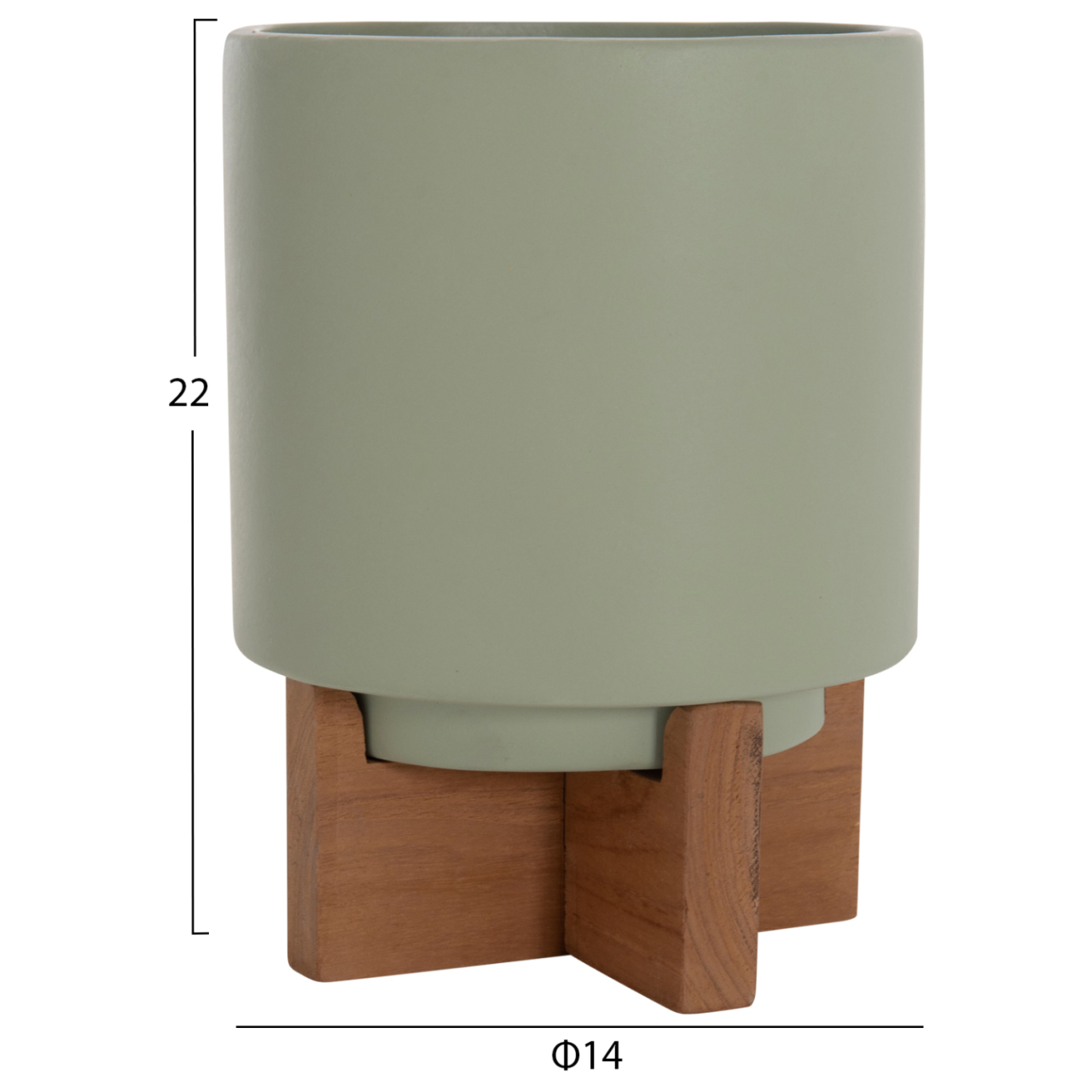 SET 3 POTS/VASES WITH TEAK BASES TANTI HM4685 FIBER CEMENT IN 3 COLORS [3]