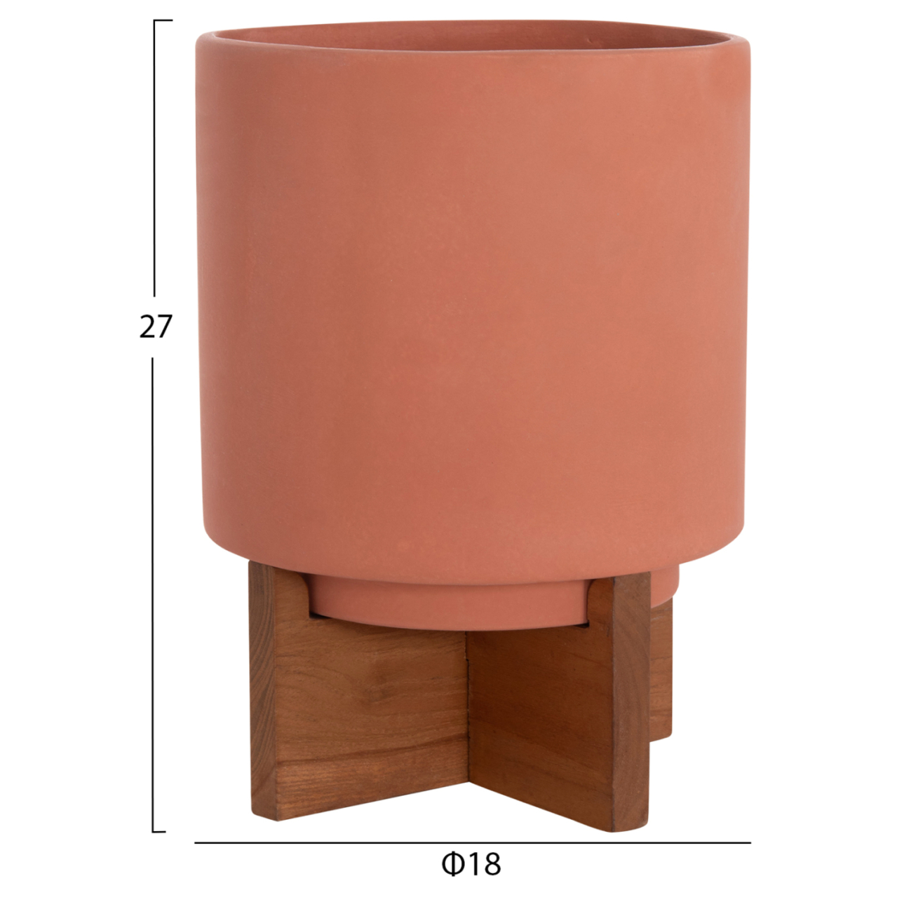 SET 3 POTS/VASES WITH TEAK BASES TANTI HM4685 FIBER CEMENT IN 3 COLORS [2]