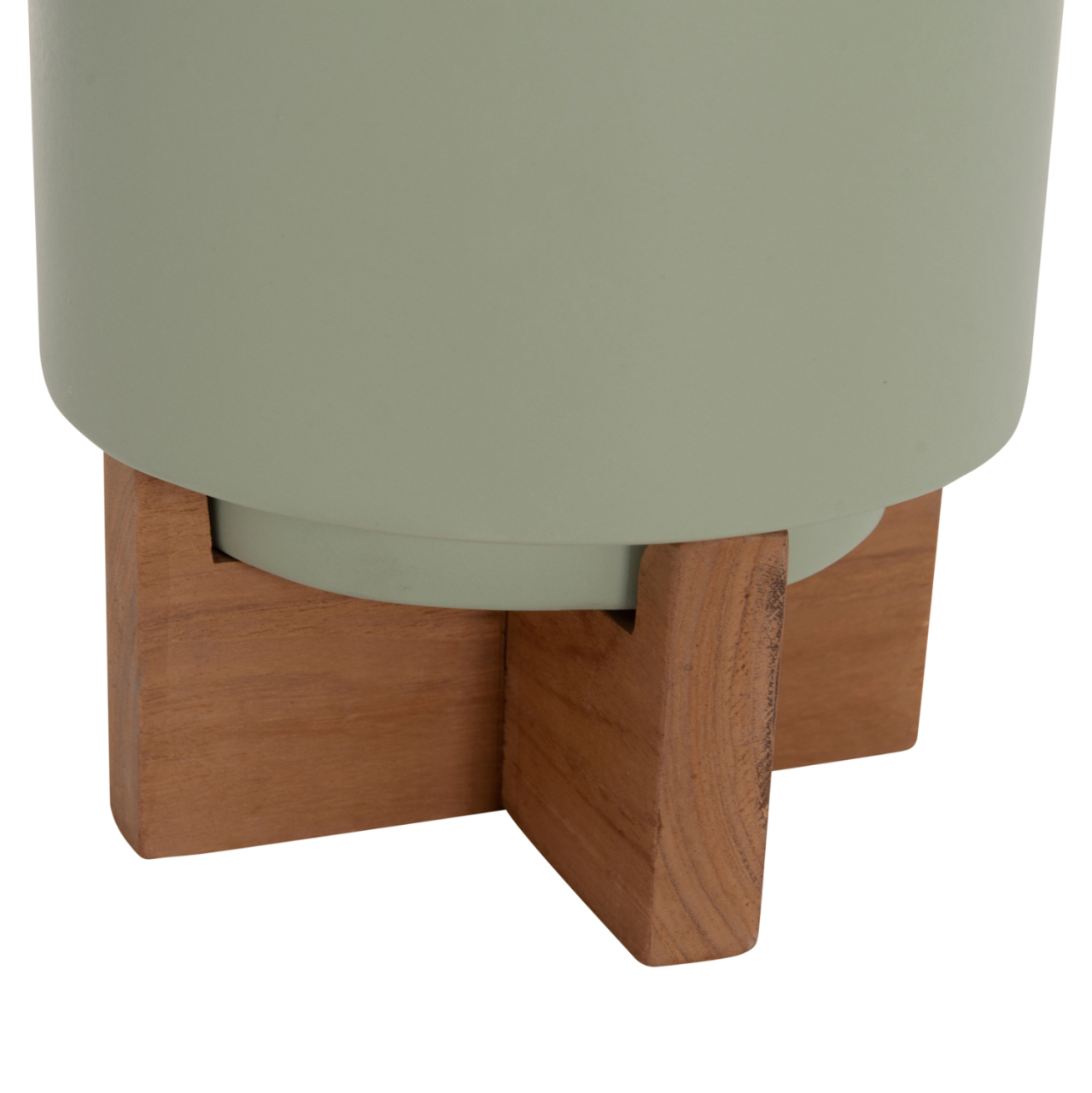 SET 3 POTS/VASES WITH TEAK BASES TANTI HM4685 FIBER CEMENT IN 3 COLORS [10]