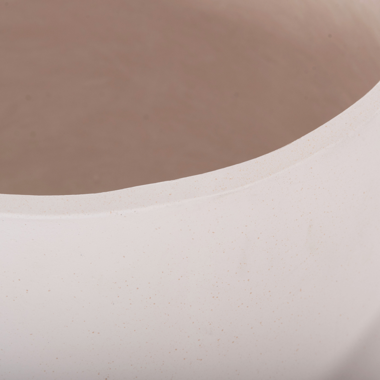SET 3 POTS/VASES WITH TEAK BASES TRYLL HM4681.02 FIBER CEMENT IN WHITE [9]