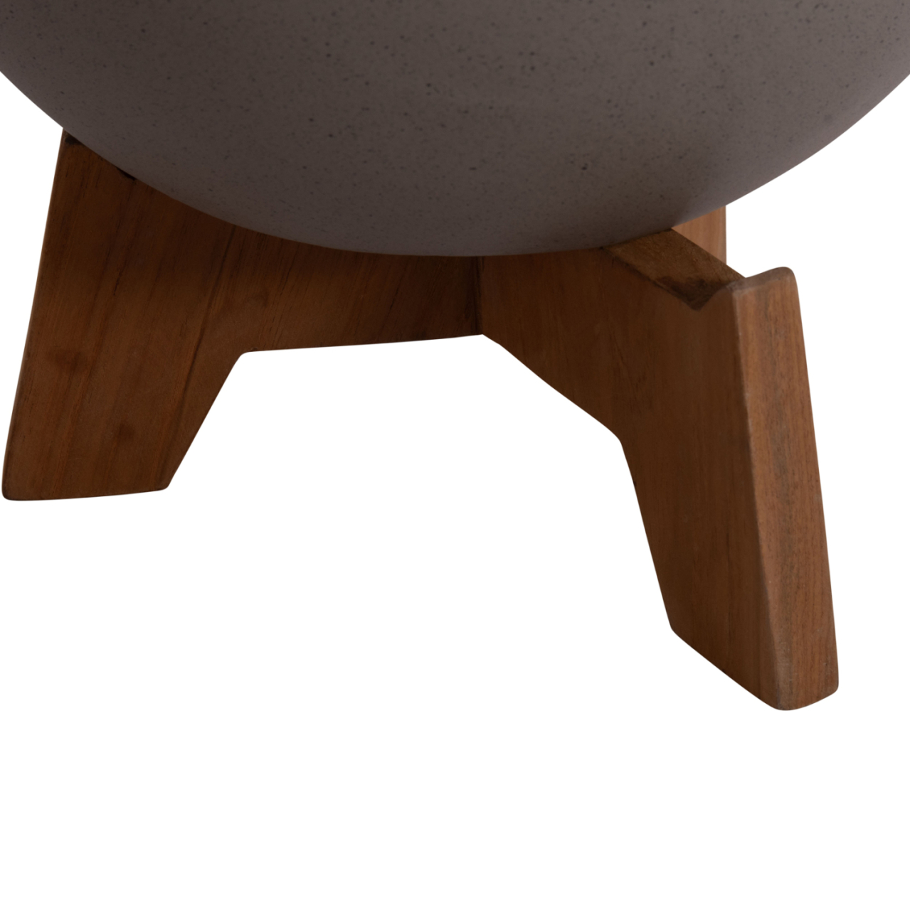 SET 3 POTS/VASES WITH TEAK BASES TRYLL HM4681.03 FIBER CEMENT IN GREY [8]