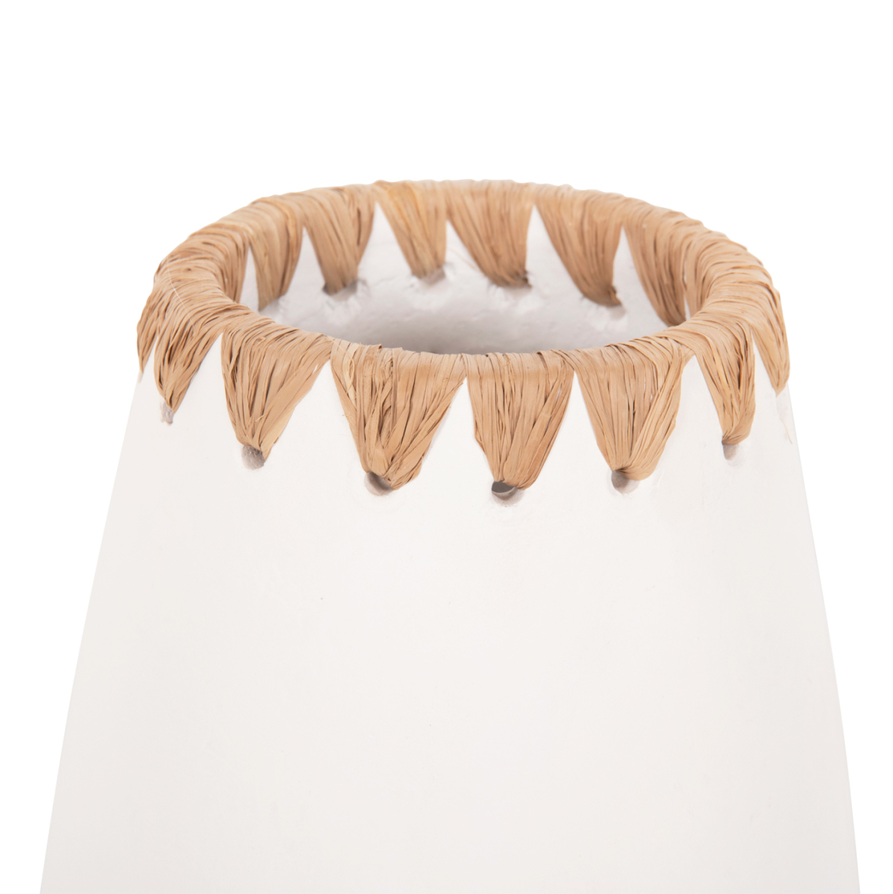 SET 3PCS DECORATIVE VASES HM4373 TERRACOTTA IN WHITE WITH STRAW WEAVING ON THE RIM [3]