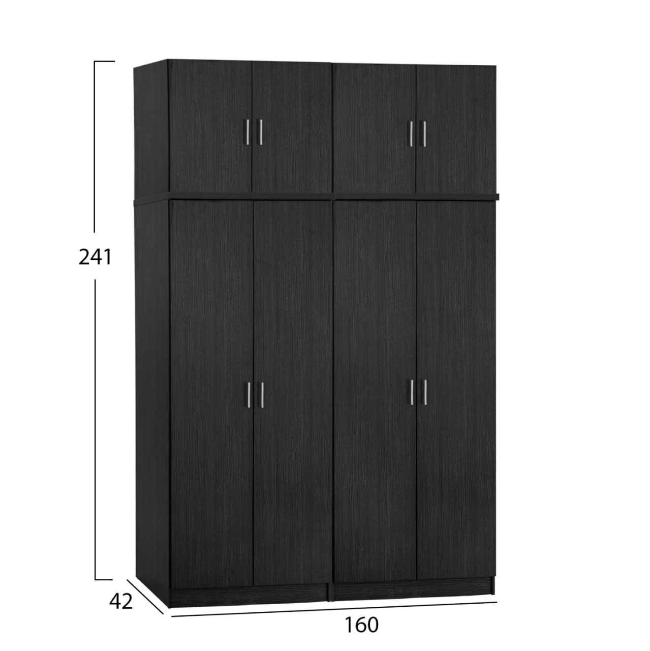 Set 4 pieces Wardrobe Four Leaf with loft Zebrano 160x42x241 HM11353.01 [2]