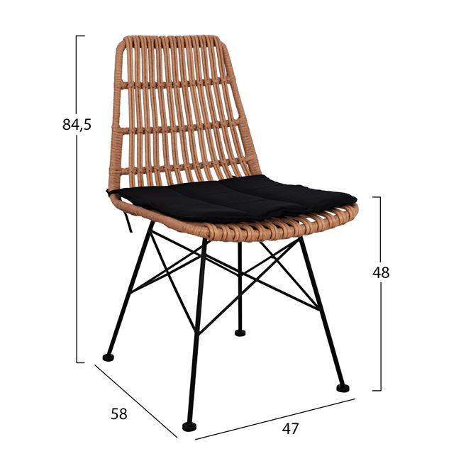 Set 5 pieces Allegra Wicker with Table 140x80x78 Beige and Black Color HM10491 [3]