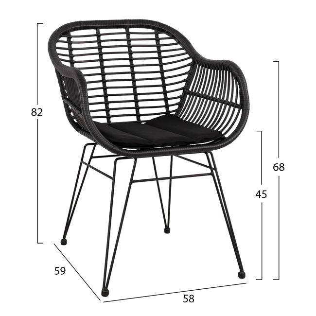 Set 5 pieces Allegra Wicker with Table 140x80x78 Beige and Black Color HM10508 [3]