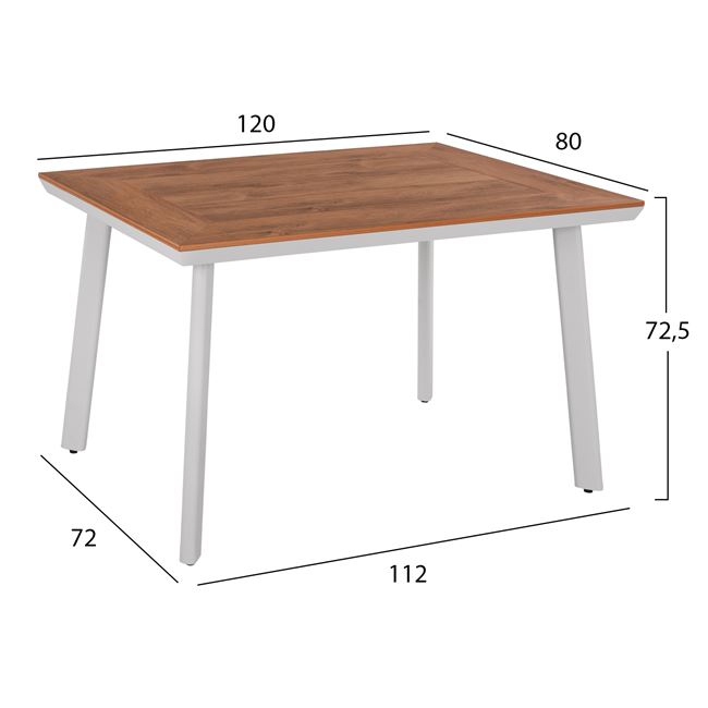 Set 5 pieces Table and Armchairs Aluminum Polywood White Color HM10459 [2]