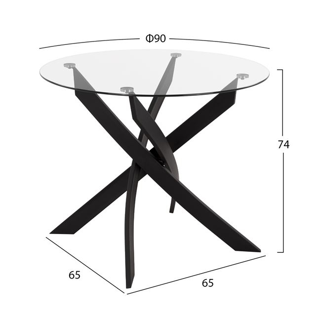 Set 5 pieces Table black and chairs lady grey metallic legs HM11071 42,5x53x95 cm [2]