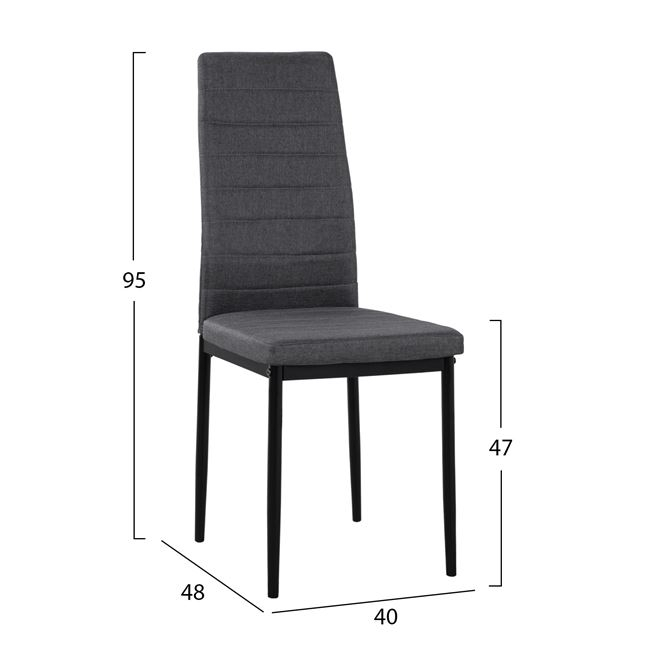 Set 5 pieces Table Sonama and metallic chairs Lady Grey Fabric black HM11027.10 120x70x76.5 cm [3]