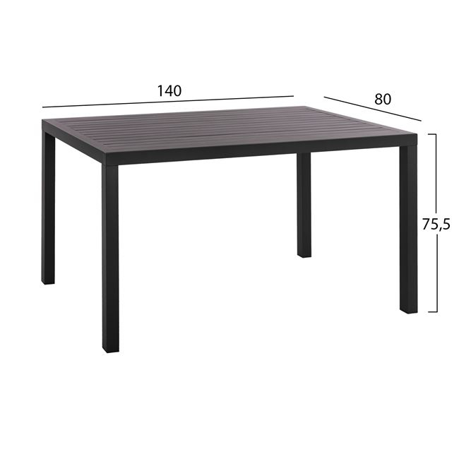 Set 5 pieces with Table 140x80x75.5 aluminum and Metallic chairs Grey color HM10533 [2]
