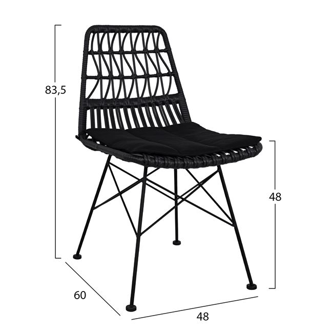 Set 7 pieces Allegra Wicker with Table 160x90x78 Beige and Black Color HM10516 [3]