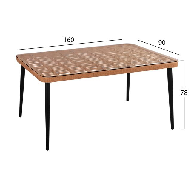 Set 7 pieces Allegra Wicker with Table 160x90x78 Beige and Black Color HM10516 [2]