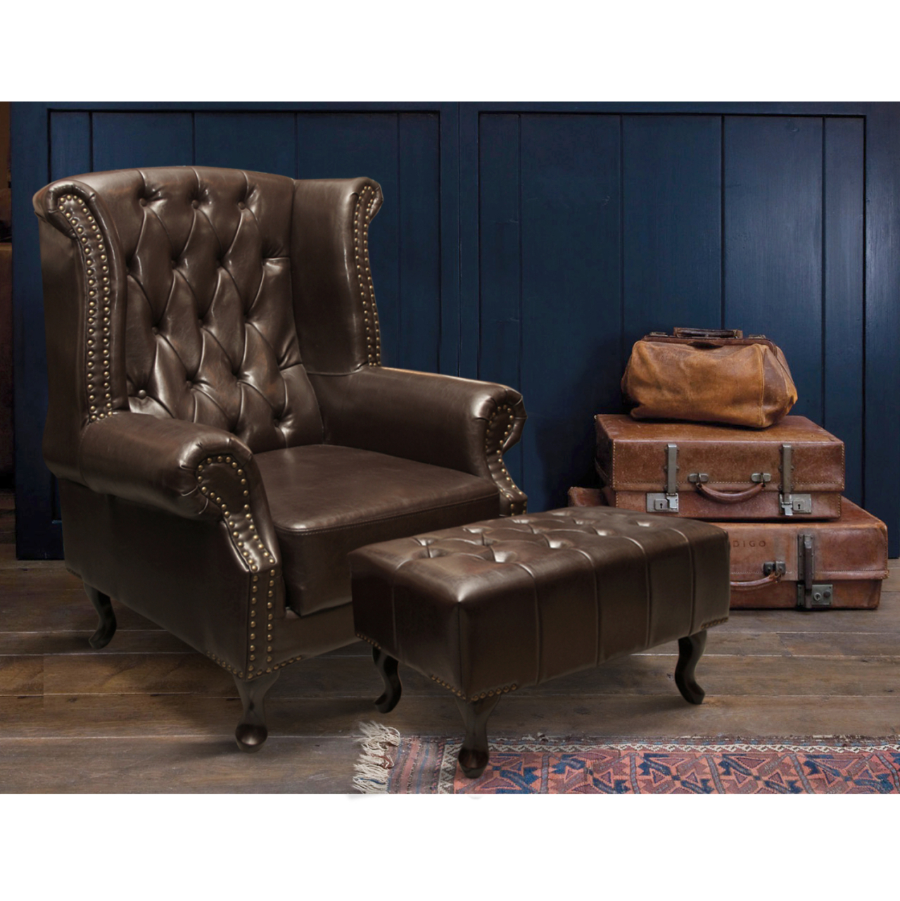 Set Armchair Polina with footstep Emma Dark Brown HM10198 [2]