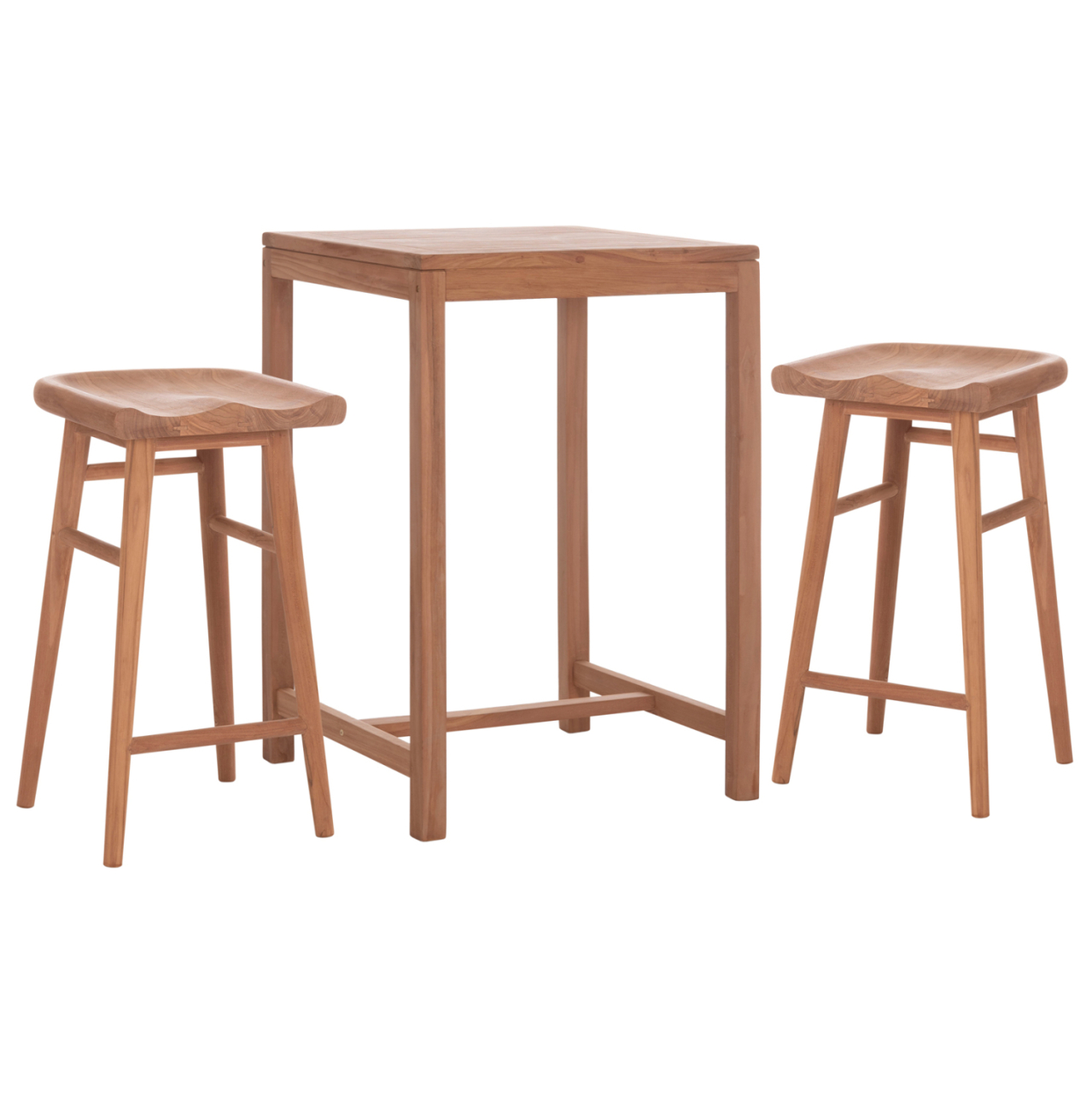 SET BAR TABLE WITH 2 BAR STOOLS BOLMAR HM10917 TEAK WOOD IN NATURAL COLOR [4]