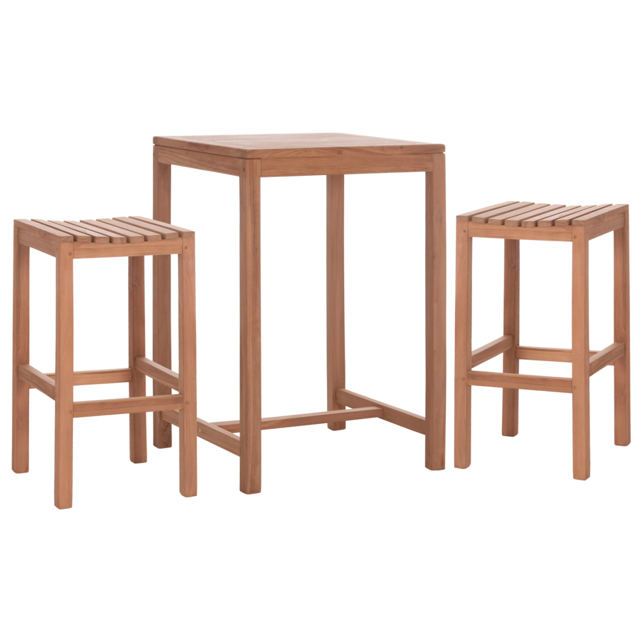 SET BAR TABLE WITH 2 BAR STOOLS PRESSCOT HM10918 TEAK WOOD IN NATURAL COLOR [4]