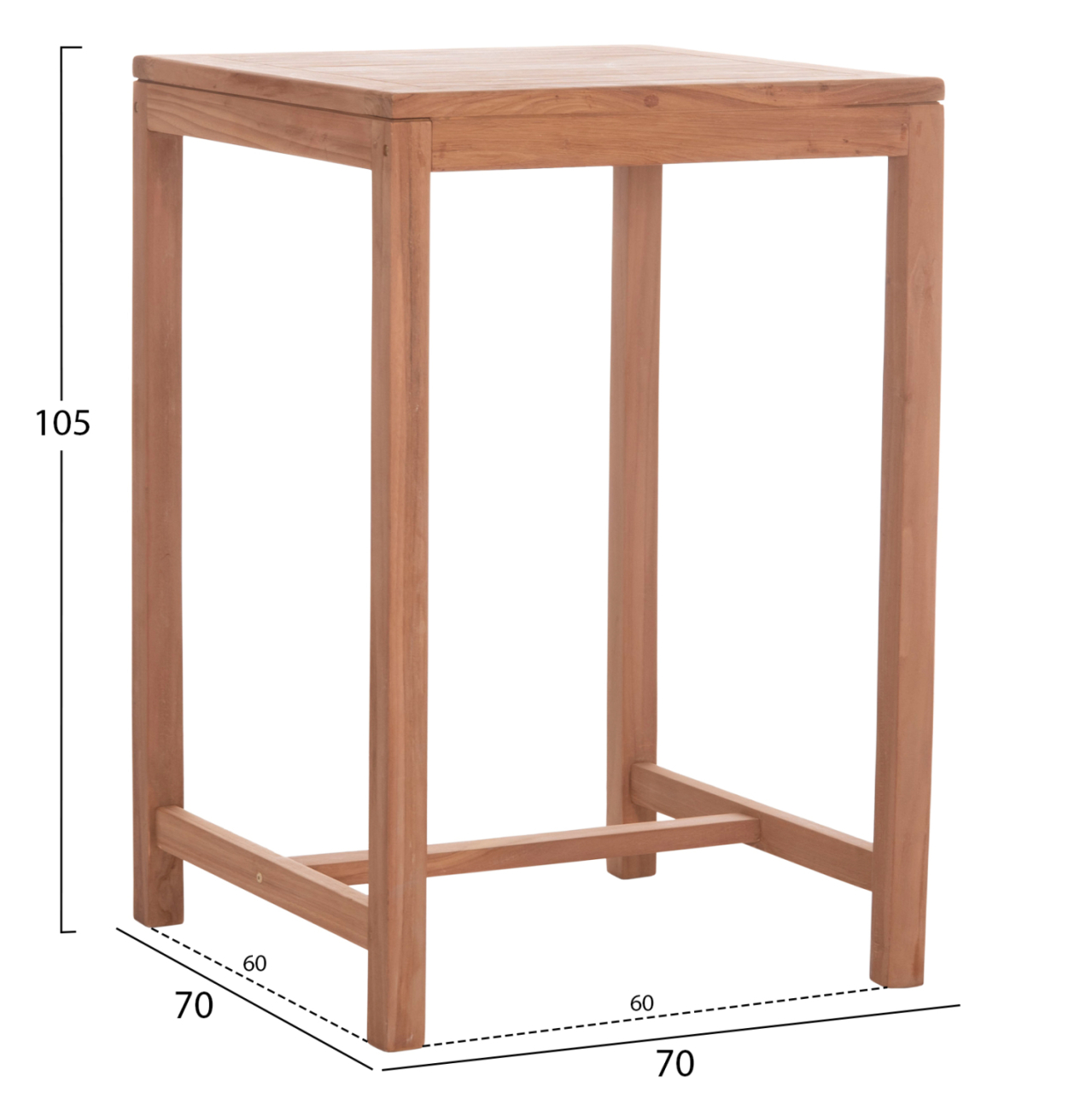 SET BAR TABLE WITH 2 BAR STOOLS PRESSCOT HM10918 TEAK WOOD IN NATURAL COLOR [2]
