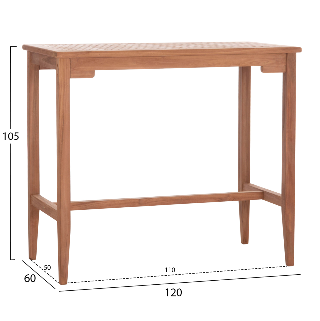 SET BAR TABLE WITH 4 BAR STOOLS NIKOL HM10916 TEAK WOOD IN NATURAL COLOR [2]