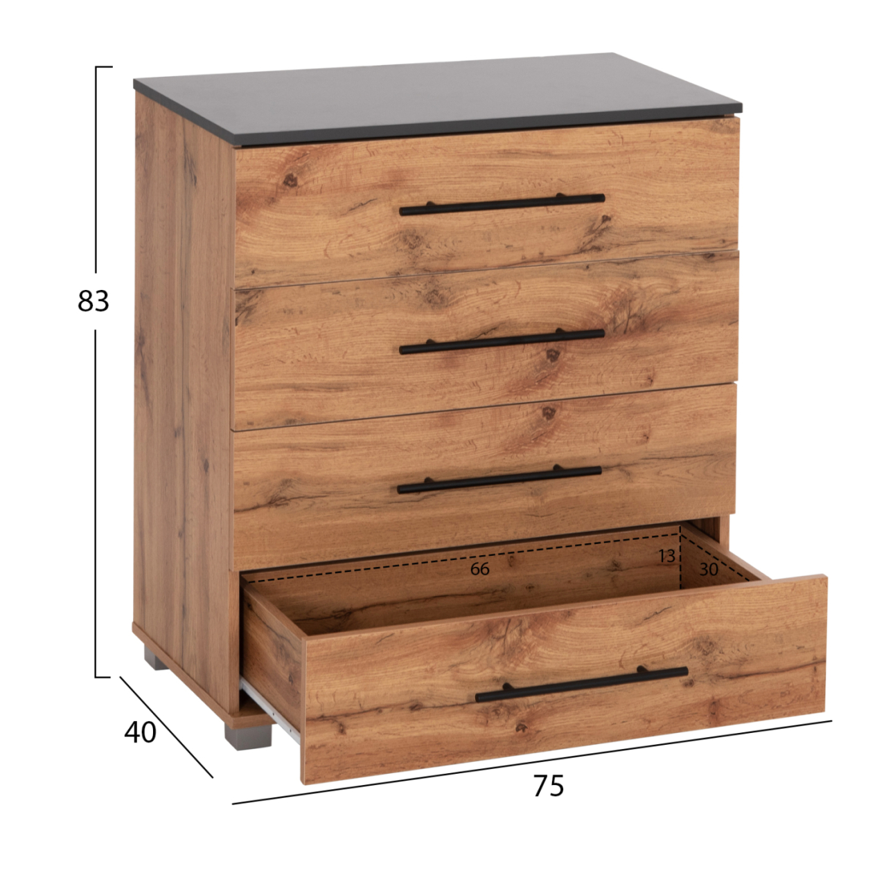 SET CHEST OF (4) DRAWERS WITH WALL MIRROR CARYS HM10889.12 MELAMINE IN NATURAL WOOD COLOR [2]