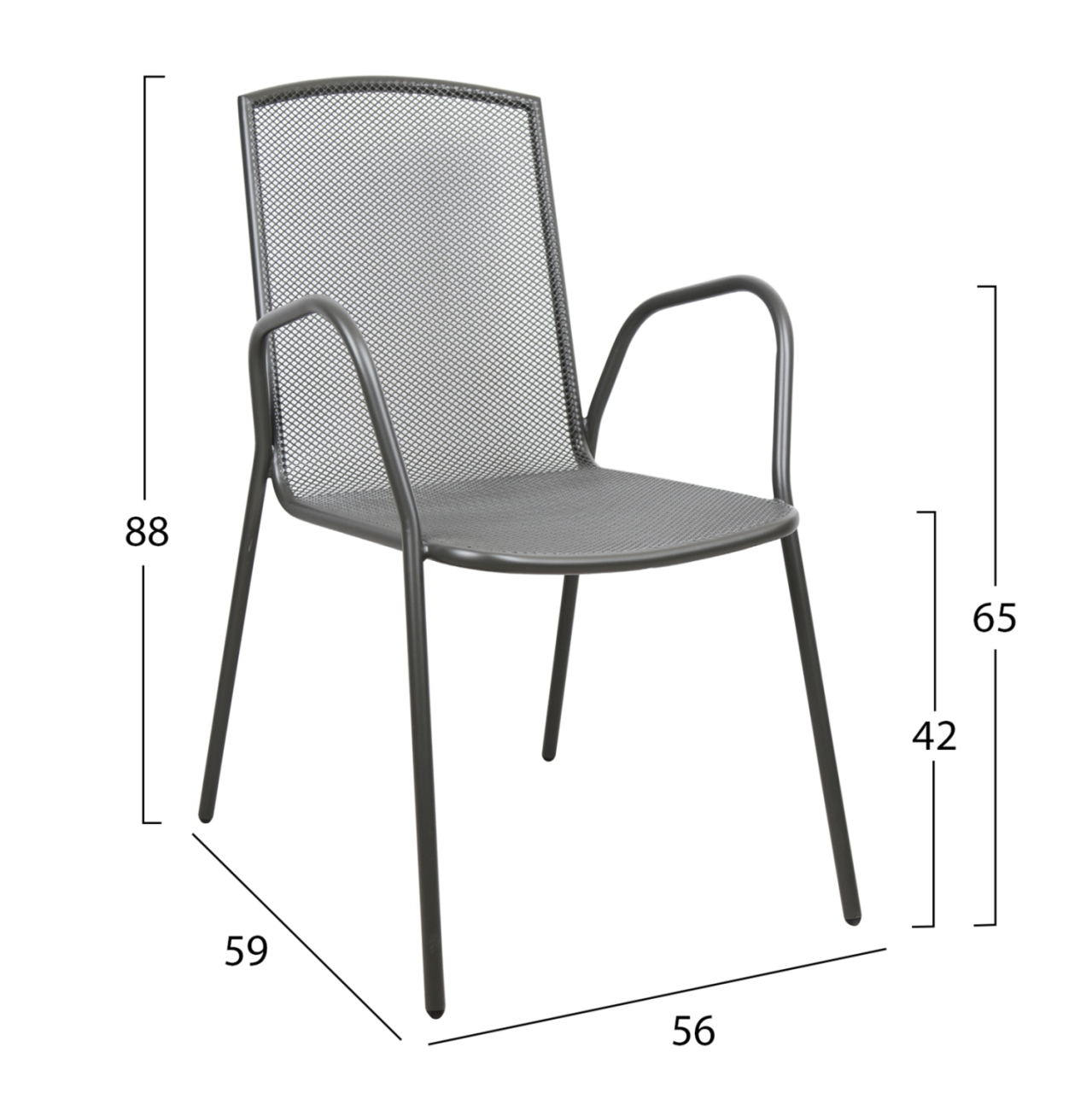 Set Dining Table 5 pieces Grey Table and 4 Armchairs Grey color [3]