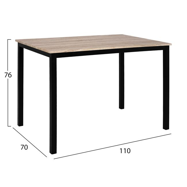 Set Dining Table 5 pieces HM10339 with sonama desktop and black legs 110x70x76cm [2]