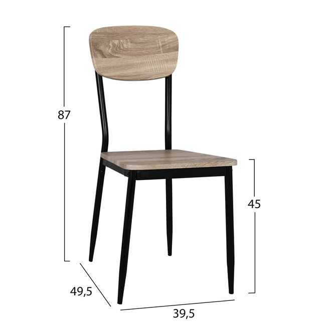 Set Dining Table 5 pieces HM10339 with sonama desktop and black legs 110x70x76cm [3]
