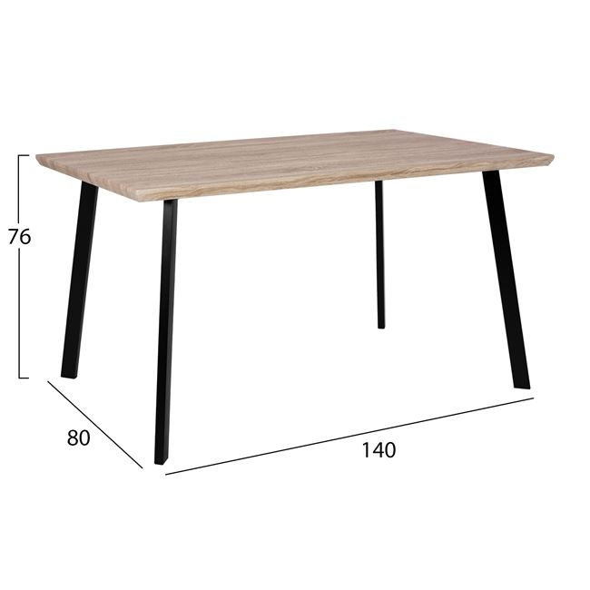 Set Dining Table 5 pieces HM10345 with sonama desktop and black legs 140x80x76 cm [2]