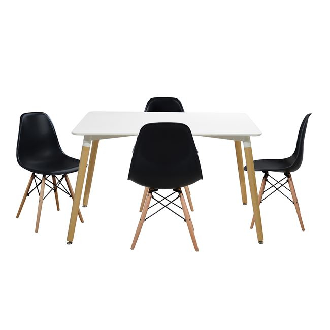 Set dining table 5 pieces Table minimal 120x80x73 cm- Twist Black HM10080.02 [2]