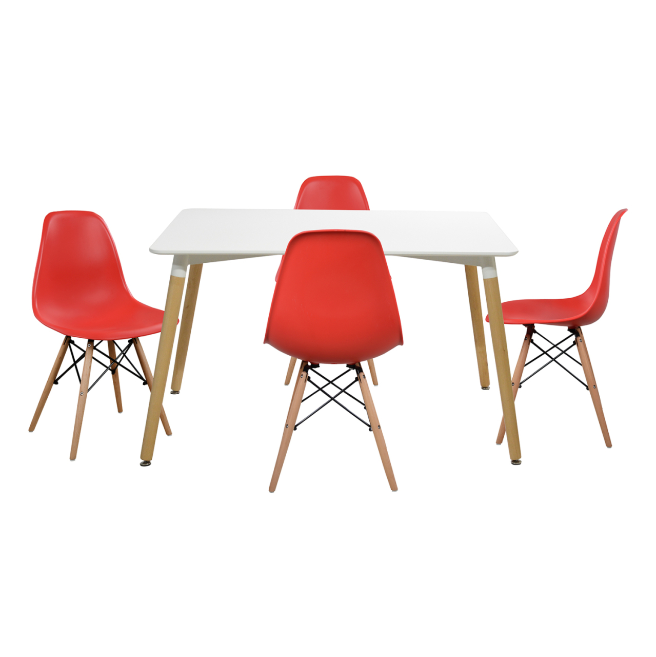 Set dining table 5 pieces Table minimal 120x80x73 cm- Twist red HM10080.04 [2]