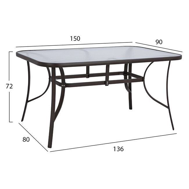 Set dining table 7 pieces HM10561.01 with table 150x90x72cm from brown metal. [2]