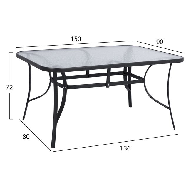 Set dining table 7 pieces HM10561.01 with table 150x90x72cm from grey metal [2]