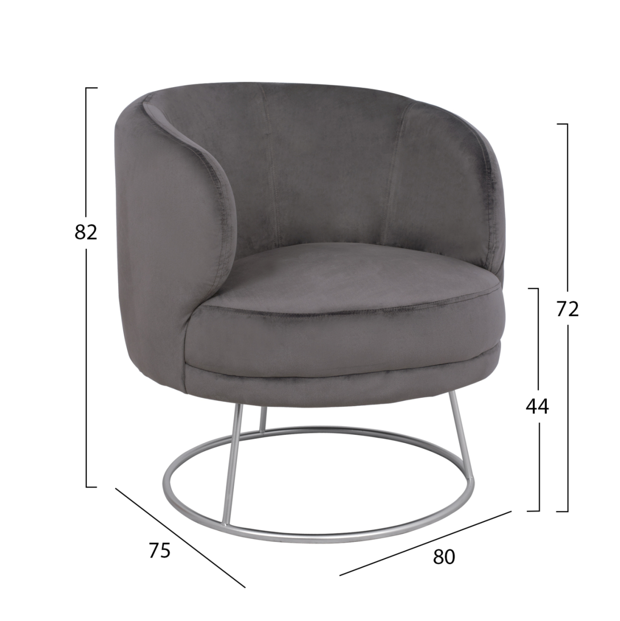 Set Living Room 2 Seater and 2 Armchairs Arien Grey Velvet with Silver Base HM11051.01 [3]