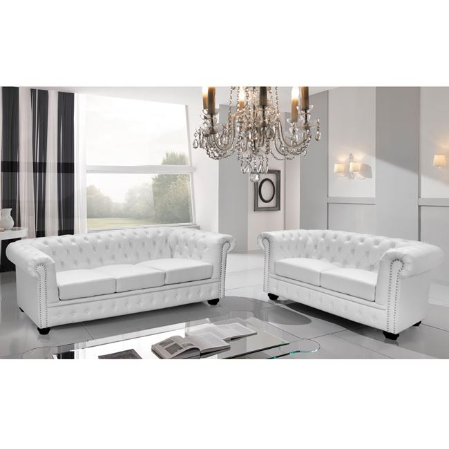 Set Livingroom2 Seater and 3 Seater Chesterfield White matte HM11220.02 [2]