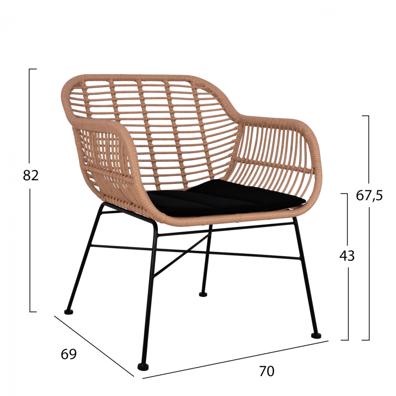 Set metallic for outdoor spaces 4 pieces Allegra HM5460 Wicker in beige color [3]