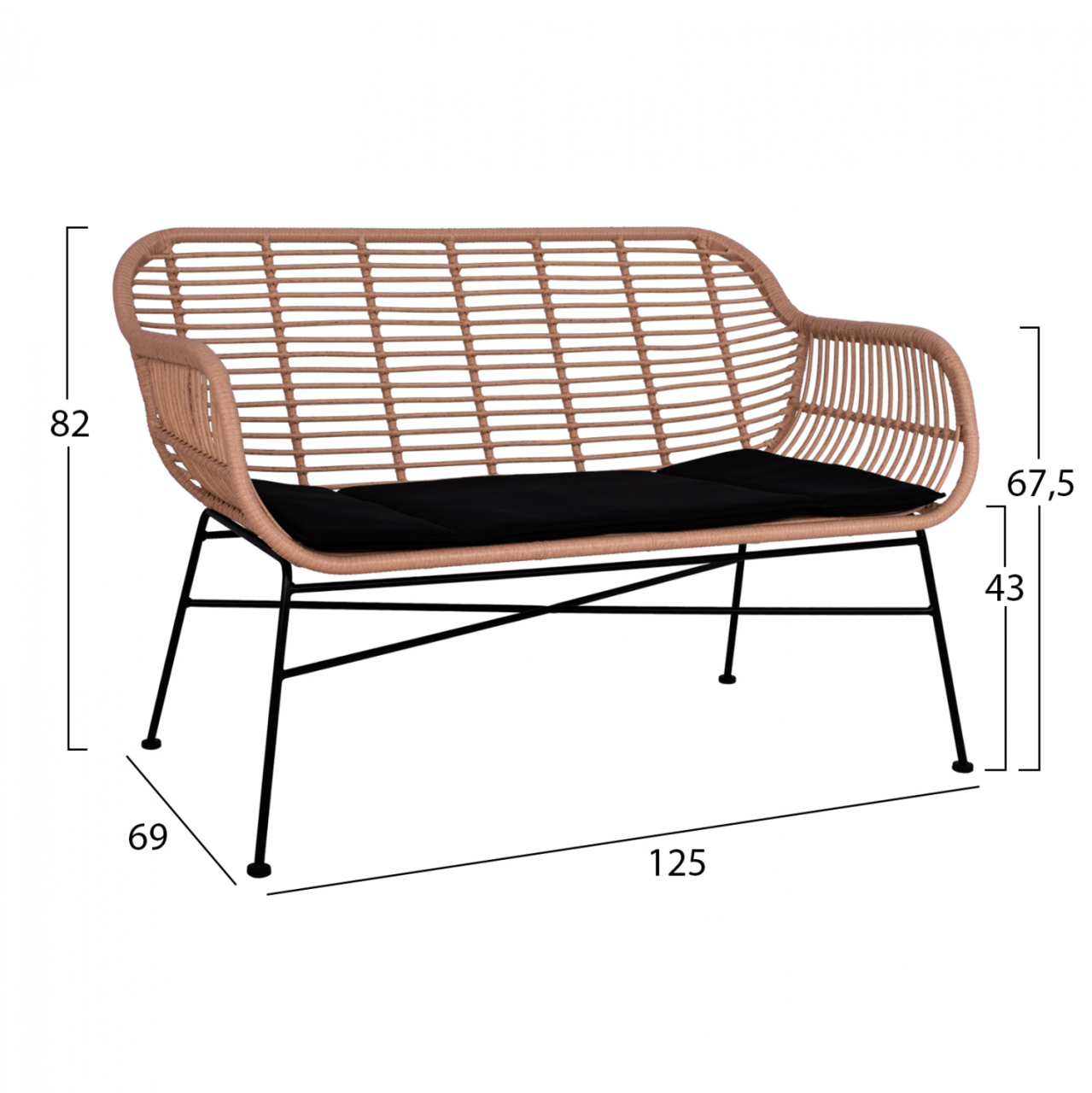Set metallic for outdoor spaces 4 pieces Allegra HM5460 Wicker in beige color [2]
