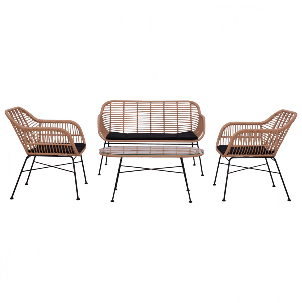 Set metallic for outdoor spaces 4 pieces Allegra HM5460 Wicker in beige color [5]