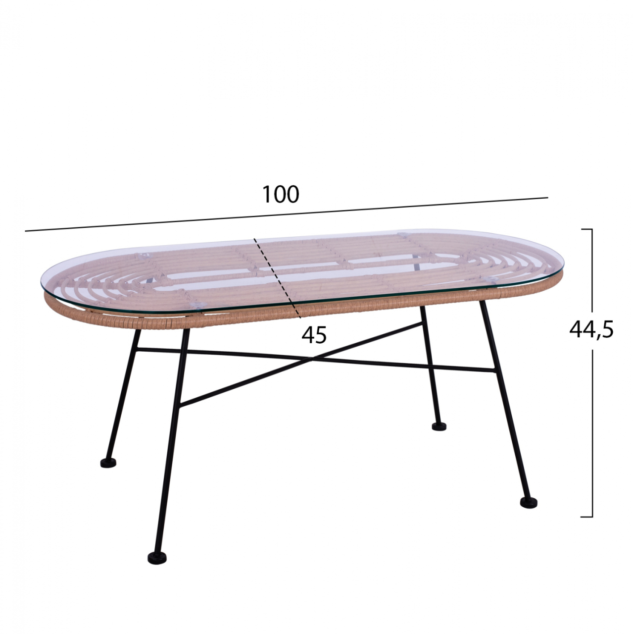 Set metallic for outdoor spaces 4 pieces Allegra HM5460 Wicker in beige color [4]
