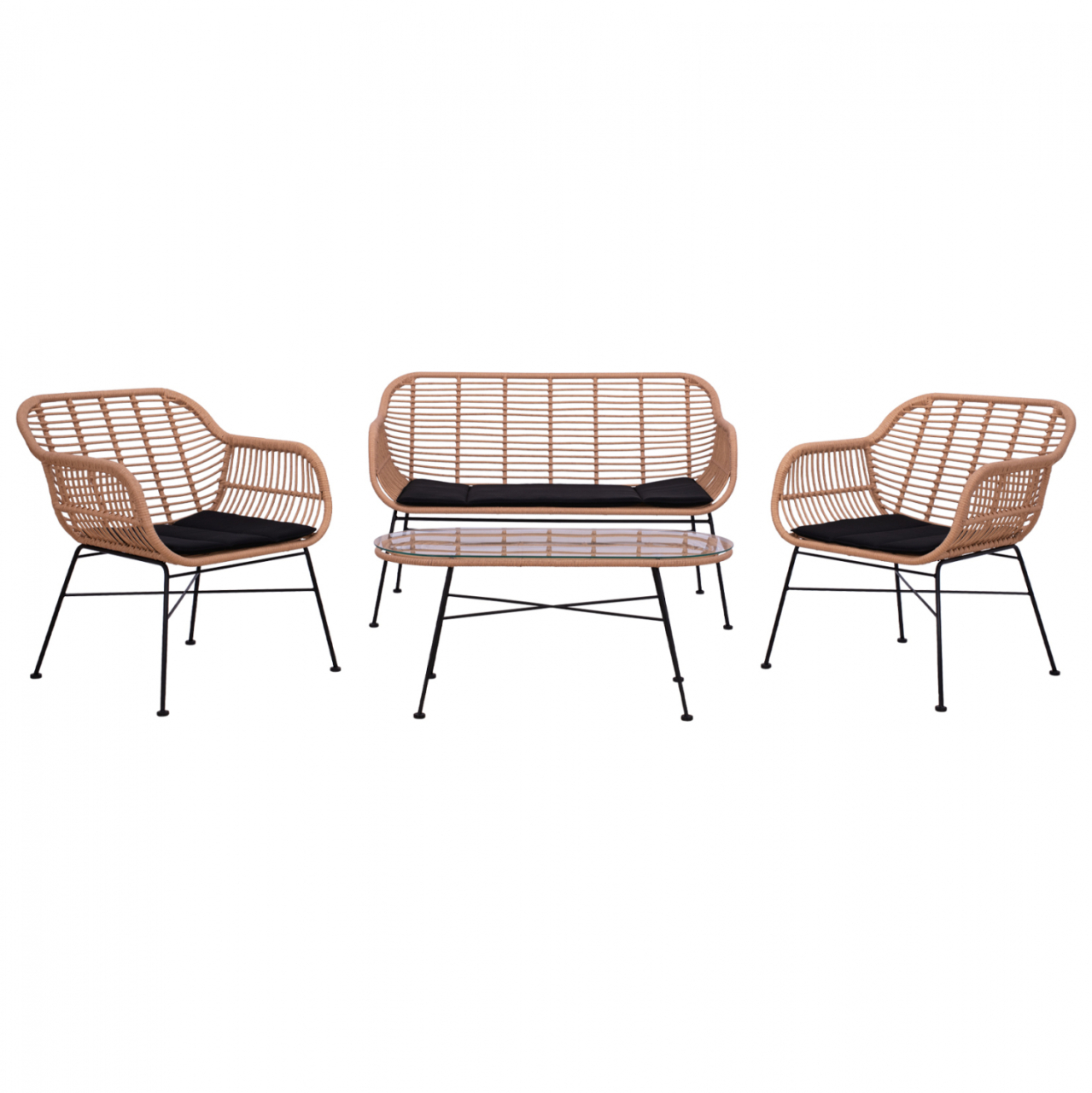 Set metallic for outdoor spaces 4 pieces Allegra HM5460 Wicker in beige color [6]