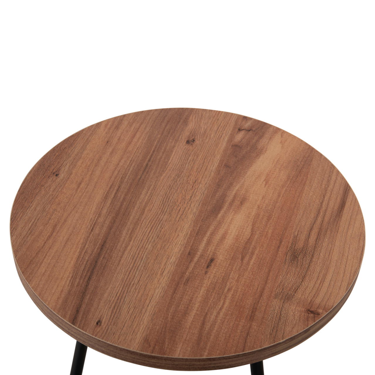 SET OF 3 ROUND SIDE TABLES KISSA HM18174.04 MELAMINE IN NATURAL WOOD COLOR-BLACK METAL LEGS [5]