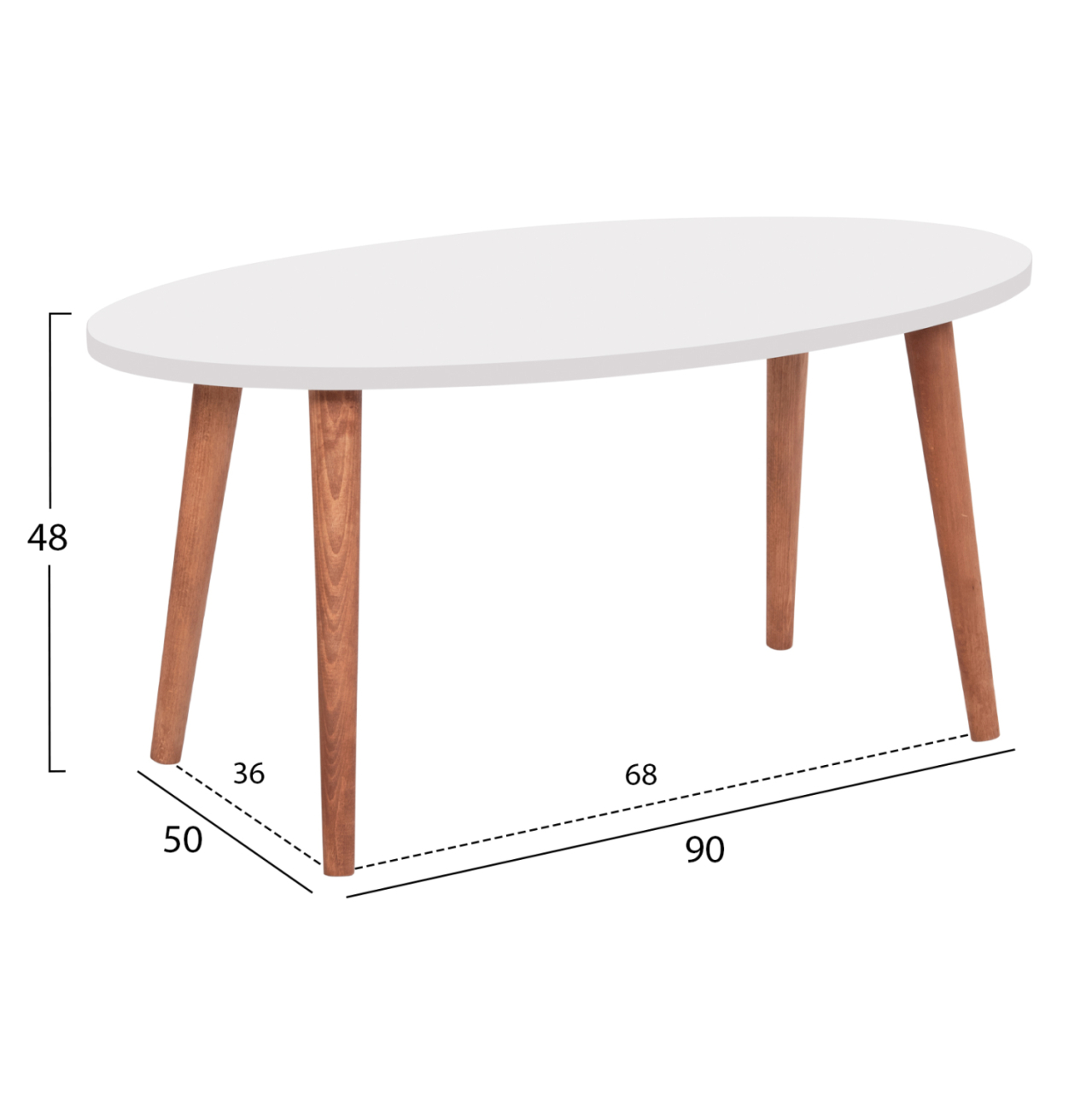 SET OF COFFEE TABLE and 3 SIDE TABLES VITAL HM18180.01 MELAMINE IN WHITE-WOODEN LEGS IN SONAMA [3]