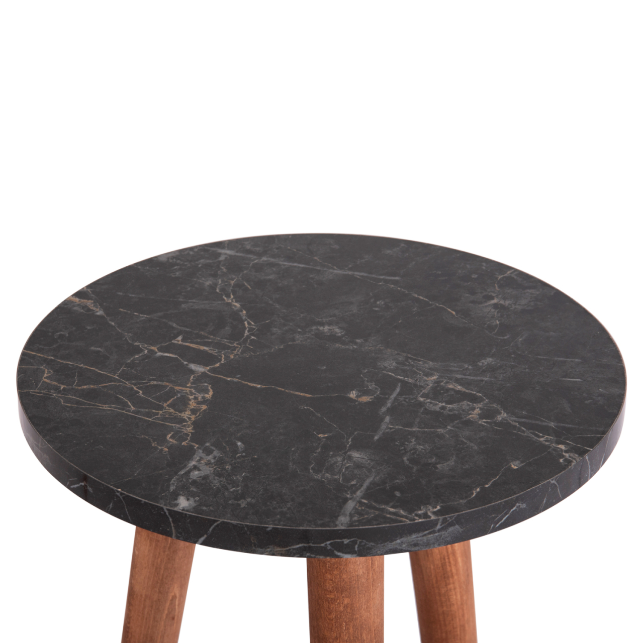 SET OF COFFEE TABLE and 3 SIDE TABLES VITAL HM18180.02 MELAMINE IN BLACK MARBLE-WOODEN LEGS IN WALNUT [6]