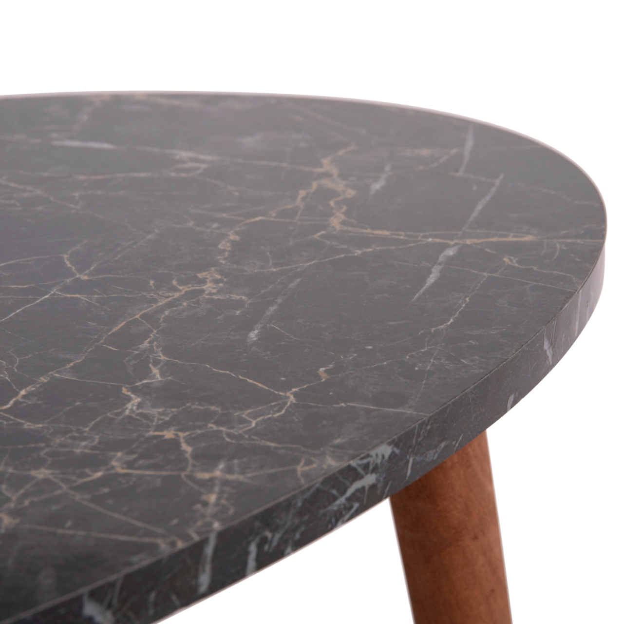 SET OF COFFEE TABLE and 3 SIDE TABLES VITAL HM18180.02 MELAMINE IN BLACK MARBLE-WOODEN LEGS IN WALNUT [7]