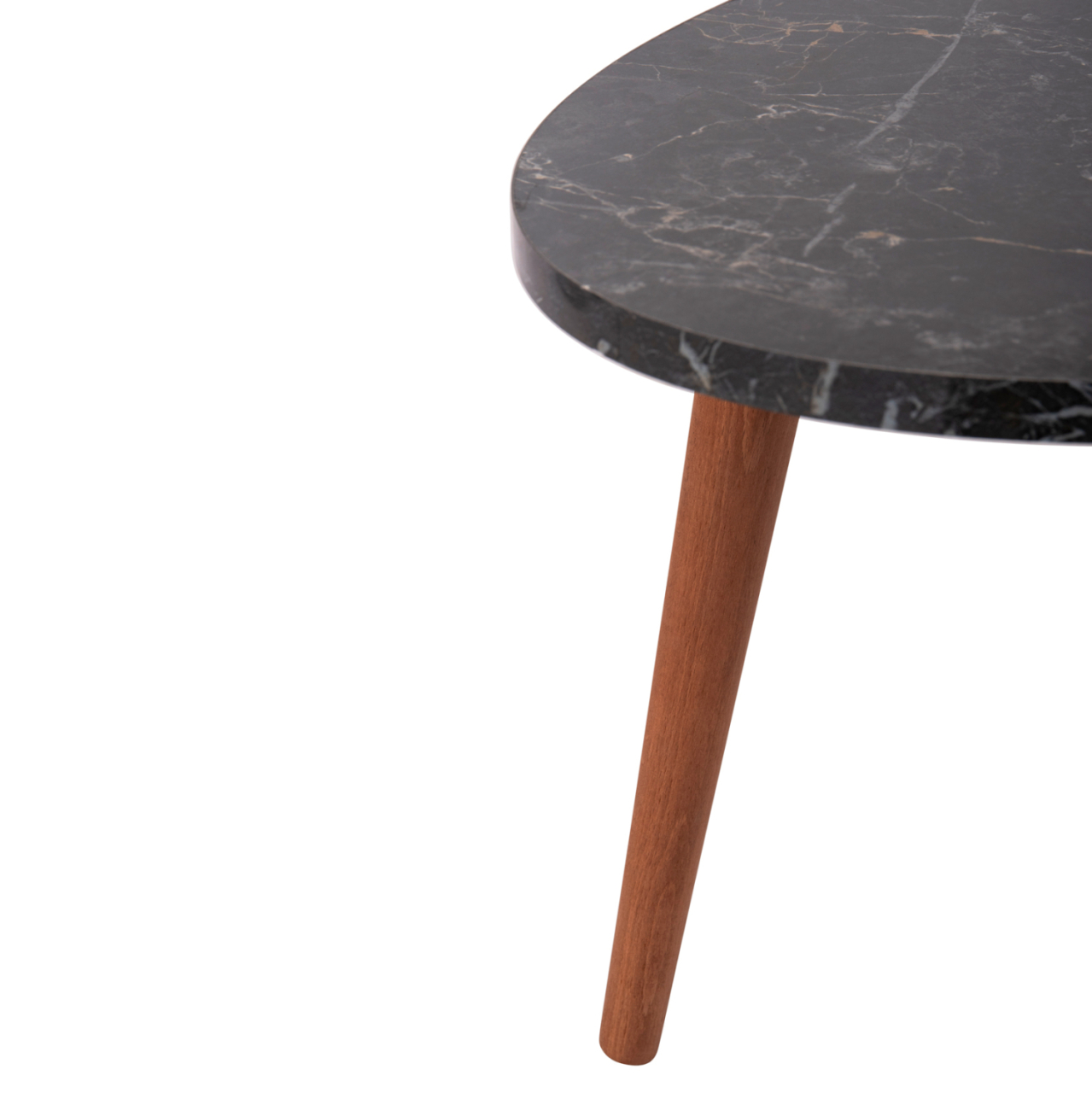 SET OF COFFEE TABLE and 3 SIDE TABLES VITAL HM18180.02 MELAMINE IN BLACK MARBLE-WOODEN LEGS IN WALNUT [8]